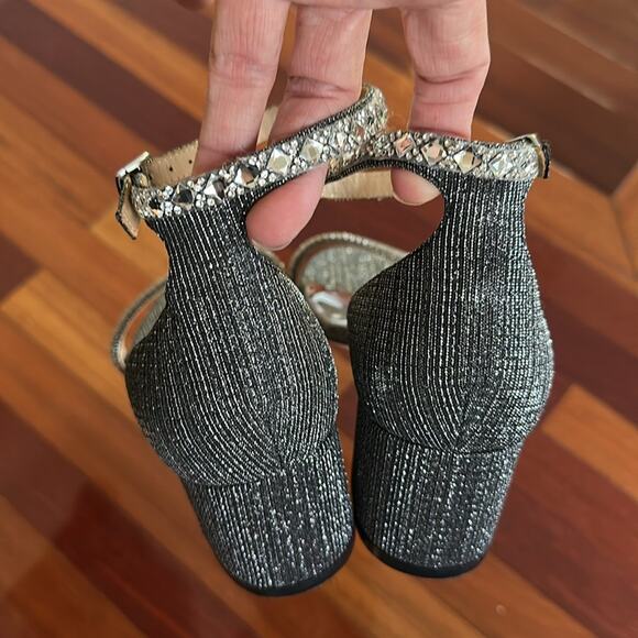 Badgley Mischka Silver Diamond Block Heels Cocktail Party Glam Glitter Size 11 - Picture 6 of 7